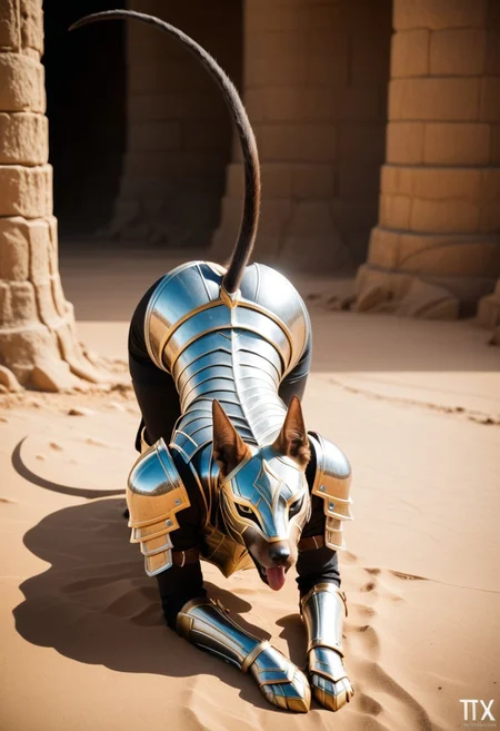 ass, tail jackal, (doggy pose), no panties,
The armored Queen of jackals, female jackal, 18 years old, fur armor with diamond filigree, zoomed out:.10, raw, masterpiece, extremely detailed photo, extreme ultra best picture, extreme ultra intricate creative detail, extreme hyper realistic detail, extreme ultra hyper photo realism, extreme ultra-hyper immersive visuals, extreme 3D realistic, ultra 4080p, HD, VFX, SFX, FKAA, TXAA, RTX, SSAO, full portrait,