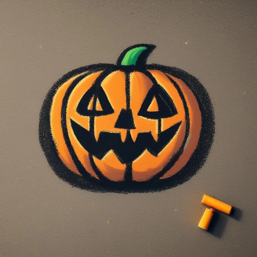 ch4lkdr4wing, chalk, jack-o'lantern