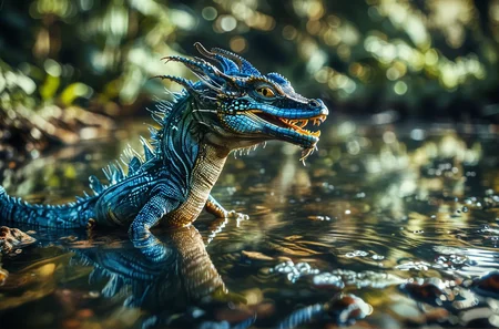 Close up photo of a ((blue Chinese water dragon)) gliding over a river, reflections in the water, in the style of double exposure, Art Nouveau, long exposure, layered lines, chiaroscuro, the best quality, masterpiece, absurdres, Long_Exposure ral-exposure, i <lora:ral-exposure-sdxl:0.700000>