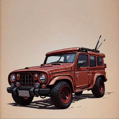 concept art vehicle, car, jeep, rusty red hover car, scifi