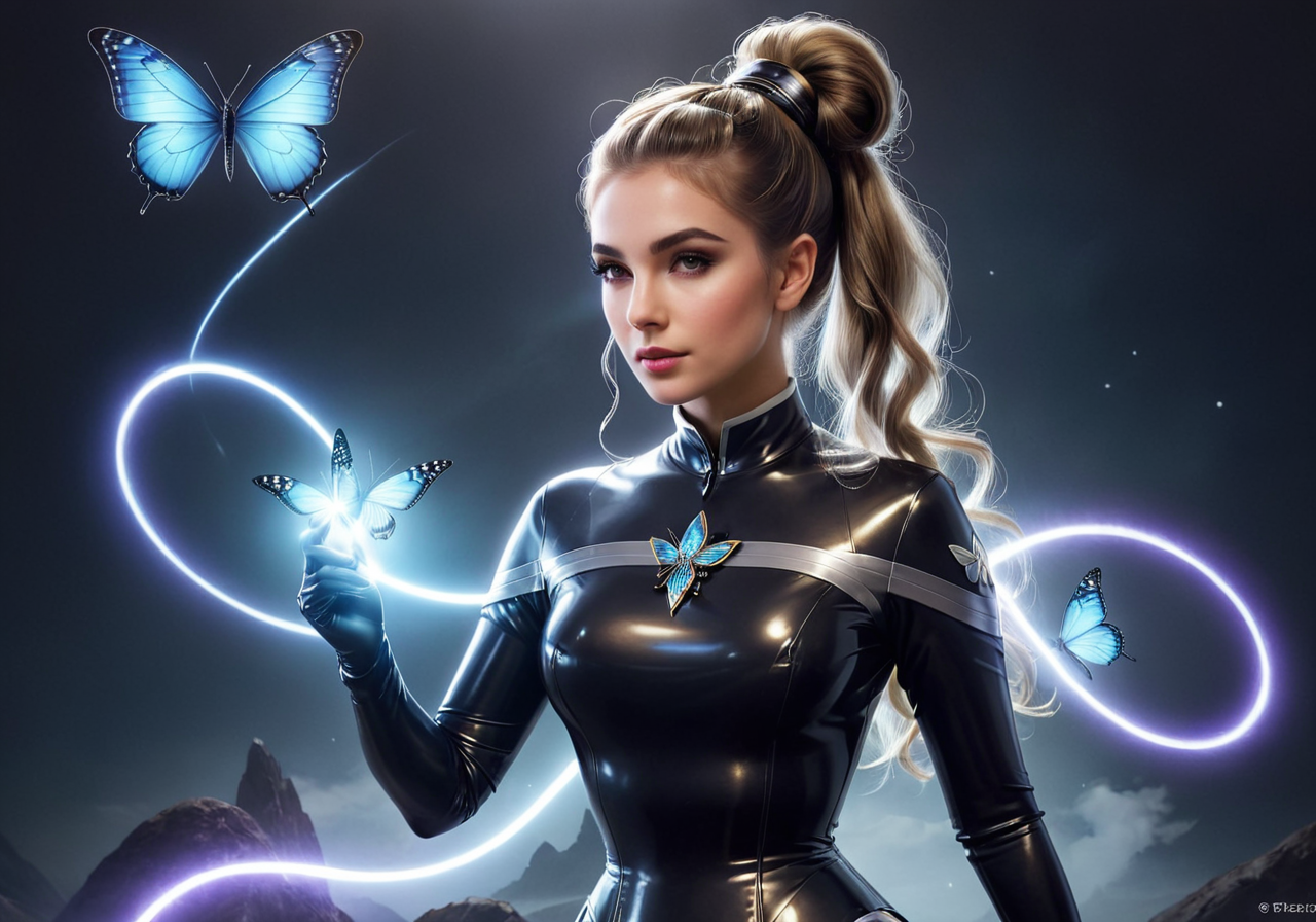 Surrealist art <lora:FF-Latex.ID-XL-011.bf16:1>latex, arcane, Concept Art World, Batik, octane engine, Kodak portra, dynamic composition, wallpaper, rpg concept art, masterpiece, Magic the gathering, extremely detailed CG Unity 8k wallpaper, Embossing, award winning, Surrealism Art, Decals, contest winner, Film grain, Swirling Colorless, trending on artstation, vintage, Best quality, Retrofuturism, delicate, hyperdetailed, Light streaks, professional, slender New Zealander Captain (woman:1.3) , she is very 1800'S and Glistening, she is with a Butterfly, she is wearing her Israeli latex, The latex is Worried, It looks very [Tiki:Warlike:7] on her, she has Top knot hairstyle, League of Legends Splash Art, Unsplash, Charcoal power aura, Flickr, White and Lilac splash, extremely beautiful, Luminous trails, highly detailed, overlapping compositions, absurdres, geometric patterns, unreal engine, Ribbons, beautiful, Golden ratio, Geometric Abstract Art, sloppy strokes, trending on CGSociety, Extremely high-resolution details, photographic, realism pushed to extreme, fine texture, incredibly lifelike . Dreamlike, mysterious, provocative, symbolic, intricate, detailed
