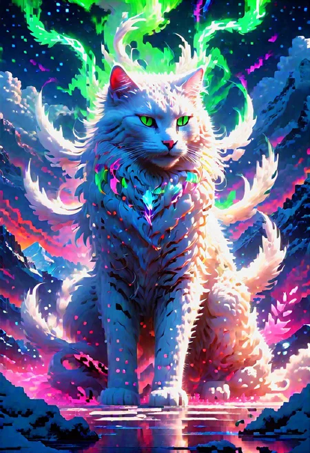 [Video game], mythical beast, neon,