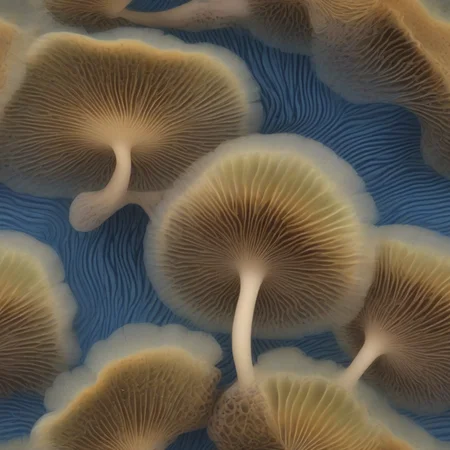 Olive Spore Print Monumental Fan-shaped Furrowed mushroom, Wavy Texture, Striped, Root Envelopment, Savanna, Clustered, Biogenic light, Blue-Green Spore Print Close Gills, Amber Latex,,Evanescent Annulus, Citrine Flaring and Rooting Base,