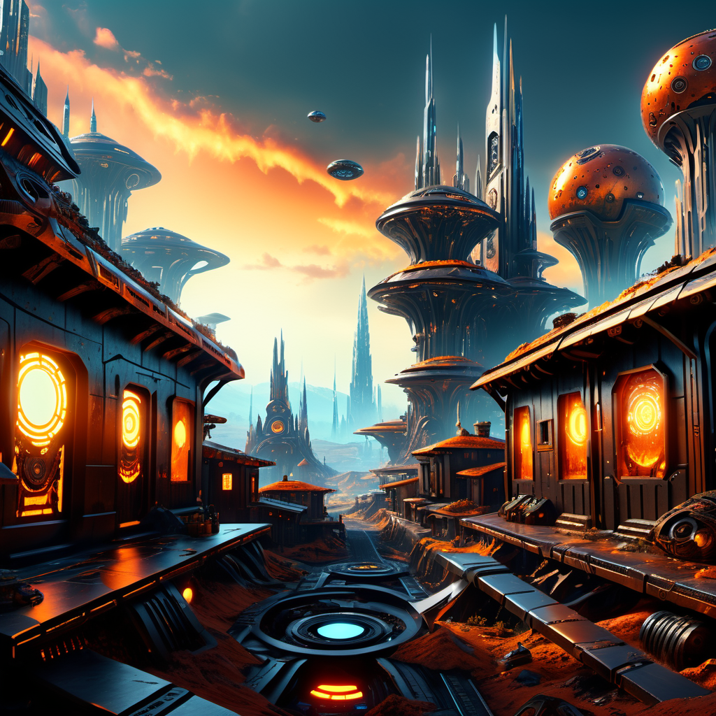 ((best quality)), ((masterpiece)), ((realistic,digital art)), (hyper detailed), DonMCyb3rN3cr0XL Village, octane rendering, raytracing, volumetric lighting, Backlit,Rim Lighting, 8K, HDR,  <lora:DonMCyb3rN3cr0XL-000009:0.9>