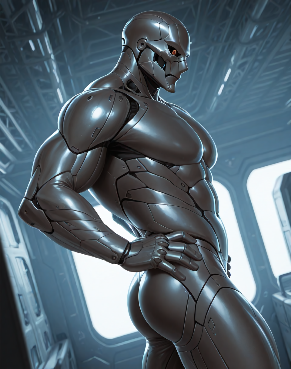 <lora:T_3000_(Terminator)_(Illustrious)_(AD):1> T 3000, muscular, robot, 
((
interior, science fiction, 
dutch angle, dynamic action, male focus, solo, fully armored, villain, sexy male physique, solo, powerful, superiority, hyper muscular, hands on hips, side view, butt, 
)),
BREAK: very awe, aesthetically pleasing, masterpiece, best quality, amazing quality, very aesthetic, depth of field, absurd details, depth of field, atmospheric rendering, natural shading, soft shading, 
BREAK: lazympos, lazypos (3),