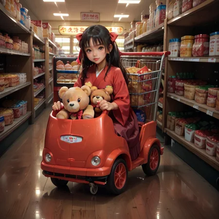 score_9, score_8_up, score_7_up, score_6_up, score_5_up, score_4_up, Grocery_store_car_cart,
japanese, pushing car cart, teddy bear siting in cart
cute teddy bear with doll, hakama, kusazuri,