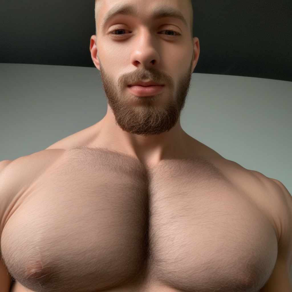 cross, necklace, male focus, nipples, male pubic hair, beard, navel hair, muscle, penis, skinny, lean, hairy,