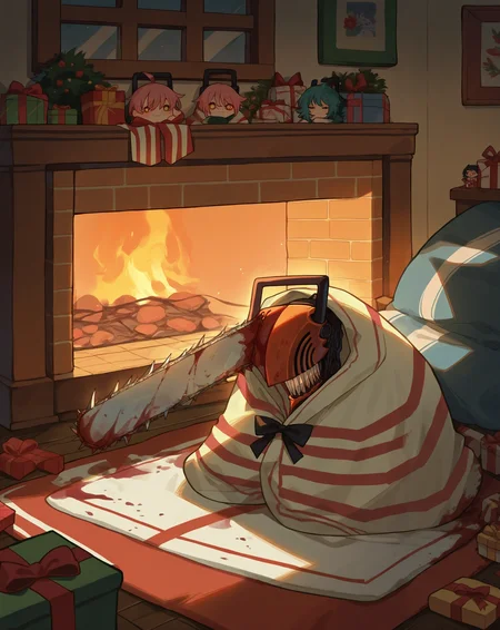 score_9, score_8_up, score_7_up, source_anime,
comfyblanket, blanket, chibi, striped,
chainsaw man, chainsaw blade, blood, indoors, window, fireplace, gift
<lora:char_chainsawman-pony:1> <lora:concept_comfyblanket-pony-rls:1>