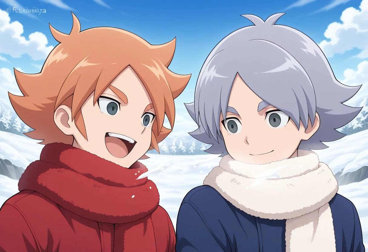 masterpiece,best quality,amazing quality, source_anime,
2boys, brothers, snowball fight, happy, laugh,
winter clothes,
FubukiAtsuya, 1boy, male focus, grey eyes, orange hair, red coat, white scarf, BREAK
fubukishirou, 1boy, male focus, grey hair, parted bangs, grey eyes, blue coat, red scarf, BREAK
outdoor, sky, day, clouds, snow,