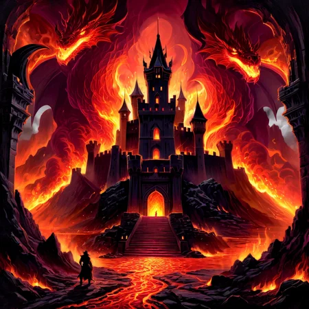retail packaging style, (Unhinged Vector image:1.3) of (Simple illustration:1.3),(Hopeless:1.3) ((citadel of fire, fantasy, (castle, flames)), dramatic lighting, epic, (dragon, volcano, lava), fantasy landscape), dungeon, (fantasy architecture, high contrast), magnificent, HD, trending on ArtStation, ((dark fantasy)), high resolution <lora:CharcoalDarkStyleXL:1> <lora:Dark Fantasy:1> <lora:detailed_notrigger:1> <lora:Chiaroscuro Lighting Style:1>,(by Artist Brandon Woelfel:1.3),(Flat style:1.3),Illustration,Behance,(Pre-Raphaelitism:1.3),(Magenta hue:1.3), vibrant, enticing, commercial, product-focused, eye-catching, professional, highly detailed