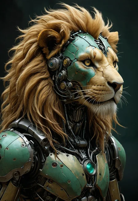 Portrait of a Biomechanical lion robot :: hyperdetailed and intricate matte painting by Jean Baptiste Monge, Jesper Ejsing, Anton Fadeev, Peter Mohrbacher :: hypermaximalist, precisionism, 16k :: blues, greens, yellows :: a masterpiece, trending
zavy-cnmtc zavy-rmlght low-key