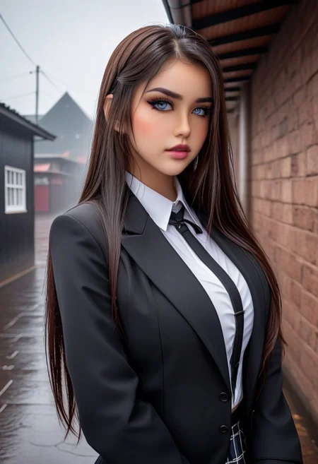 28yo              V3r0t1k4,                                                          alleywall background,                              black jacket, long sleeves