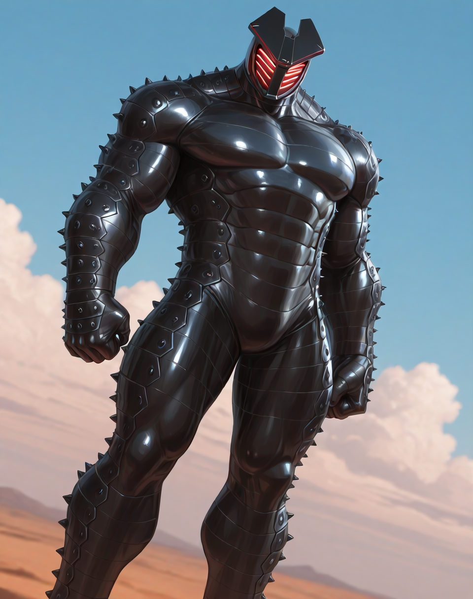 <lora:Destroyer_(Marvel_Comics)_(Illustrious)_(AD):1.35> Destroyer, muscular, armor, 
((
exterior, science fiction, blue sky with clouds, Asgard, 
dutch angle, dynamic action, male focus, solo, fully armored, villain, hyper glossy armored body, hyper glossy body, sexy male physique, solo, powerful, superiority, hyper muscular, 
)),
BREAK: very awe, aesthetically pleasing, masterpiece, best quality, amazing quality, very aesthetic, depth of field, absurd details, depth of field, atmospheric rendering, natural shading, soft shading,
BREAK: lazympos, lazypos (3),