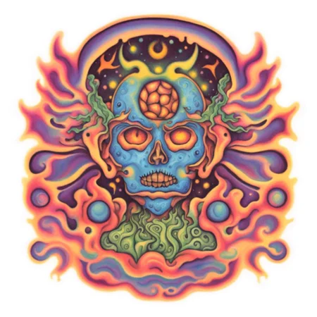 A tattoo of a psychedelic acid trip <lora:SDXL-tattoo-Lora:1>