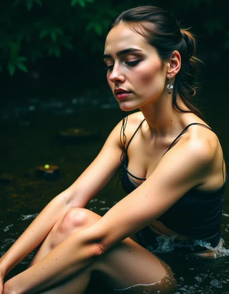 analog film photo Ultra quality, ultra detailed, artistic analog photography, faded photography, old photography feel, burn sides of the photo, ultra lighting, artistic ethereal atmosphere, <lora:Ethereal beauties v1:1> ethb34uty, a close-up of a woman sitting in a shallow stream, water flowing gently around her arms. Her face is captured in natural light, eyes closed, wet hair clinging to her cheeks. Her skin has light freckles, and the water refracts sunlight across her collarbones. Ethereal, but grounded â she looks otherworldly through stillness, not effect. Shot on Portra 400 with a light bloom filter, muted tones, and realistic detail preserved in skin and expression., faded film, desaturated, 35mm photo, grainy, vignette, vintage, Kodachrome, Lomography, stained, highly detailed, found footage