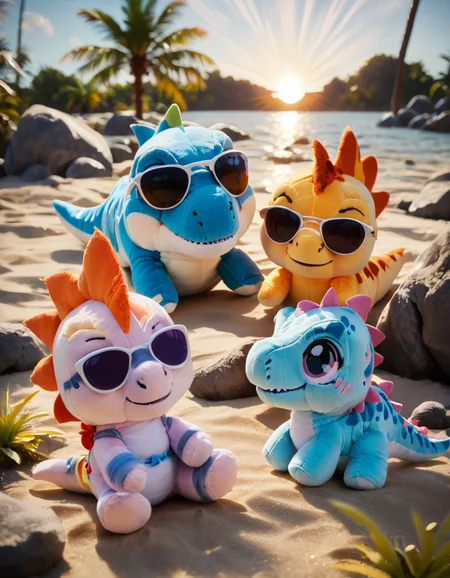 score_9, score_8_up, score_7_up,
rating_safe,
three dinosaur sunbathing, sunglasses, on the shore,trio,lying on the sand,
sun, sunrays,
<lora:woafu_plushify_sdxl_v2:0.8> plushify, character stuffed toy, chibi,