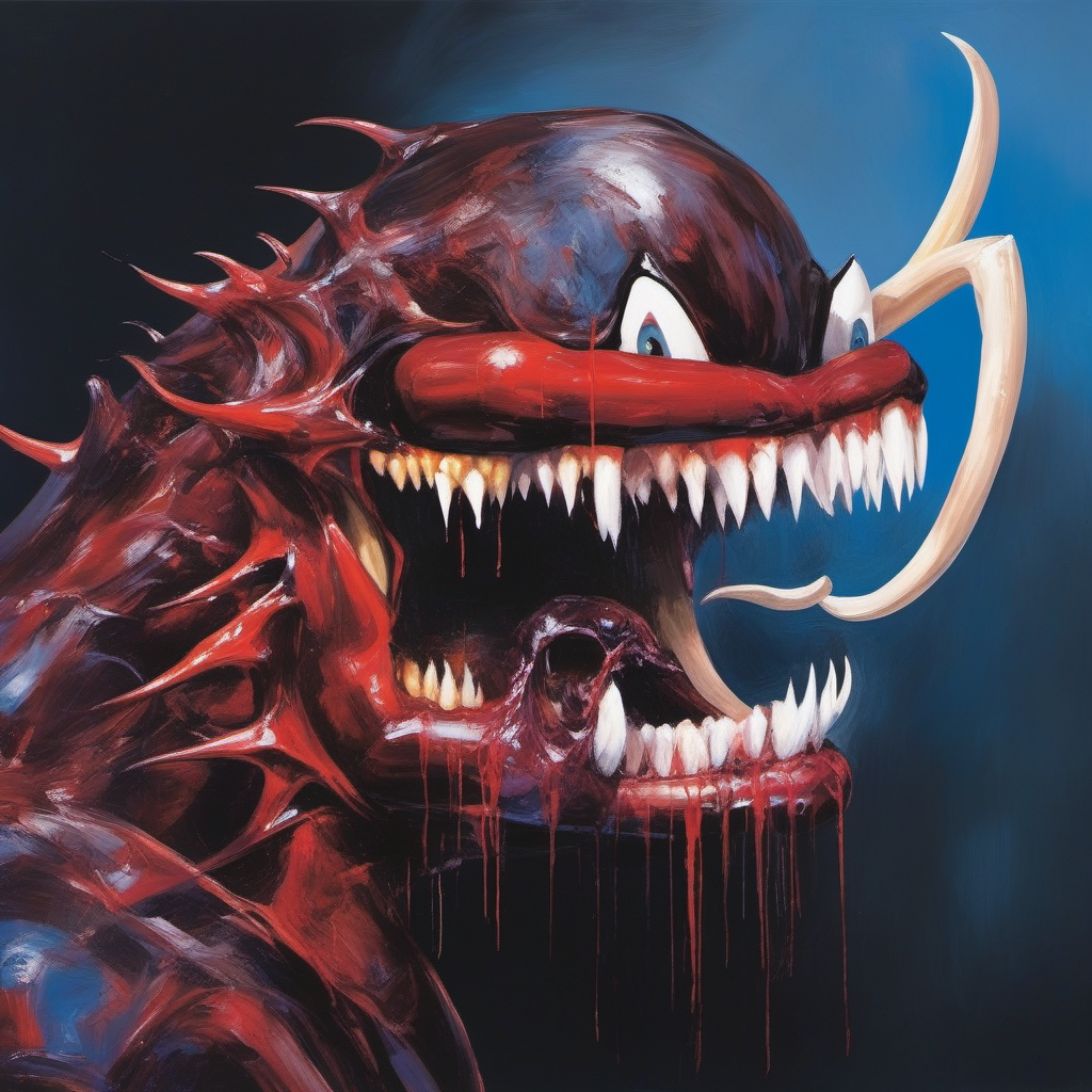 painting of Carnage Symbiote with sharp teeth, George Condo Style, horror(theme),   <lora:MBTDF xl:0.9>