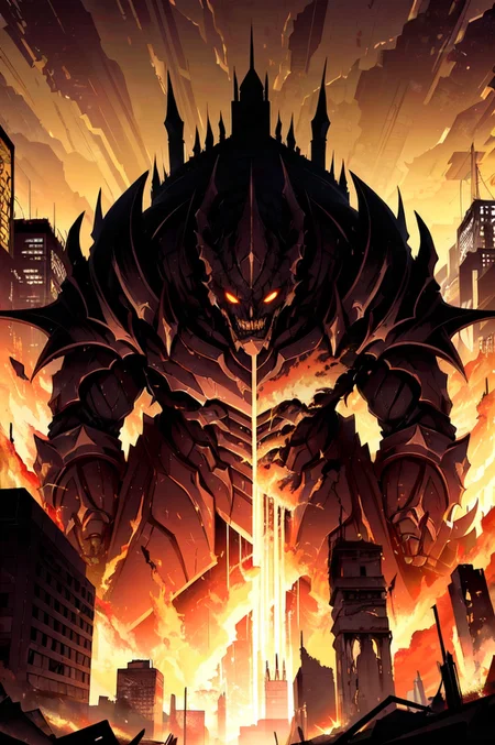enraged eternal deity destroying the city, half-giant, war, chaos, ruined and burning cityscape, (dark future), epic battle, lost hope, end of civilization, view from above, best quality
Negative prompt: art by bad-artist, (ng_deepnegative_v1_75t:1.2), bad-image-v2-39000, bad-hands-5, worst quality, bad quality, low quality, lowres
Steps: 18, Sampler: DPM++ 2S a Karras, CFG scale: 7, Seed: 3404086929, Size: 512x768, Model hash: 7f2b83628d, Model: MoonRide Mix 10, Denoising strength: 0.4, Clip skip: 2, Hires upscale: 1.3334, Hires steps: 18, Hires upscaler: R-ESRGAN 4x+