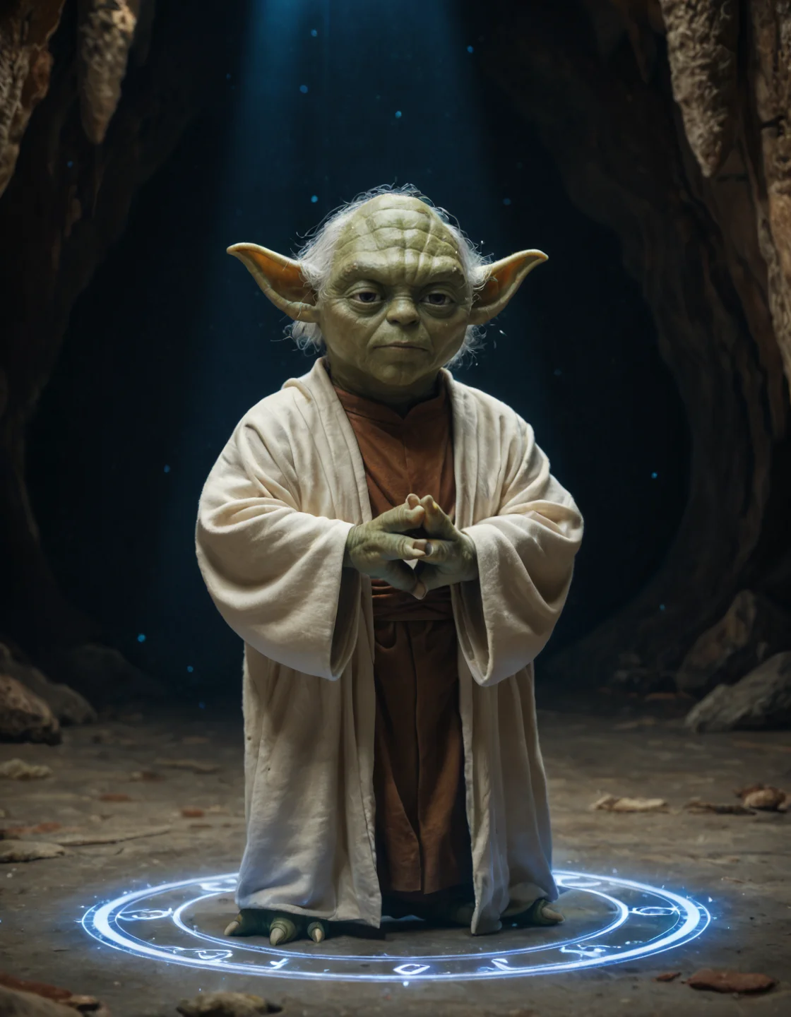 score_9, score_8_up, score_7_up, 
y0d4, goblin, robes, magical aura, in a trance, meditating, levitation, magic circle, 
detailed background, cave,
dynamic pose,  dutch angle,
<lora:yoda-Pony-v1:1.0>