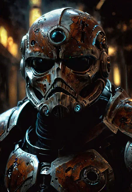 ultra detailed, realistic, fantasy stormtrooper, big pauldrons, last war, epic scifi armor, cyborgs