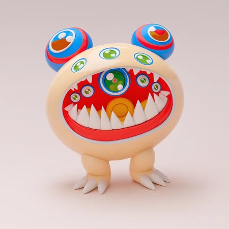 score_9, score_7_up, score_6_up, score_5_up, score_4_up, flat color, no lineart, clean lines, BREAK
no humans, teeth, extra eyes, sharp teeth, green eyes, simple background, solo, open mouth, white background, monster, creature, multicolored eyes, fangs, full body, 3d
<lora:murakami_style:1>
