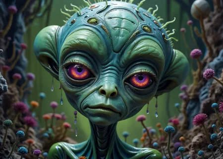 xslx, surrealism, 3d sad female alien species face, highly detailed, Bewitching, volumetric lighting, Lime greenaward winning, eerie, pristine, serene <lora:fx-01:1.25> <lora:surrealism-v1:1> <lora:alien-species:.4>