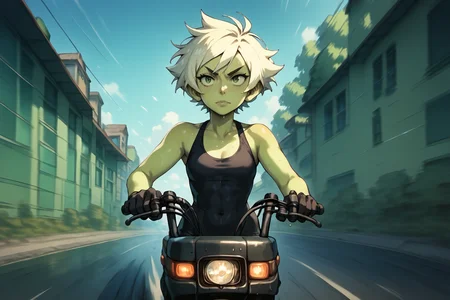 motocompo, riding motocompo
peridot,
small woman large chest, short tomboy hair, wearing tight yoga, pants, standing <lora:Motocompo:1>
driving to the right <lora:RD-MAnon-XLV1.1:1>, , source_anime, score_9_up, score_7_up, score_8_up