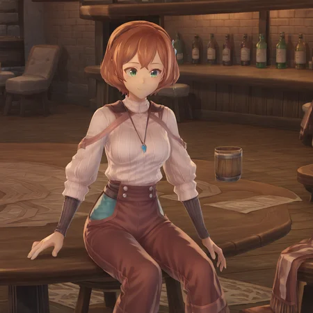 score_9,score_8_up,score_7_up,rating_safe,1girl,<lora:ys9_yufa:1>,ys9_yufa,short hair,brown hair,green eyes,smile,indoors,bar,sitting,