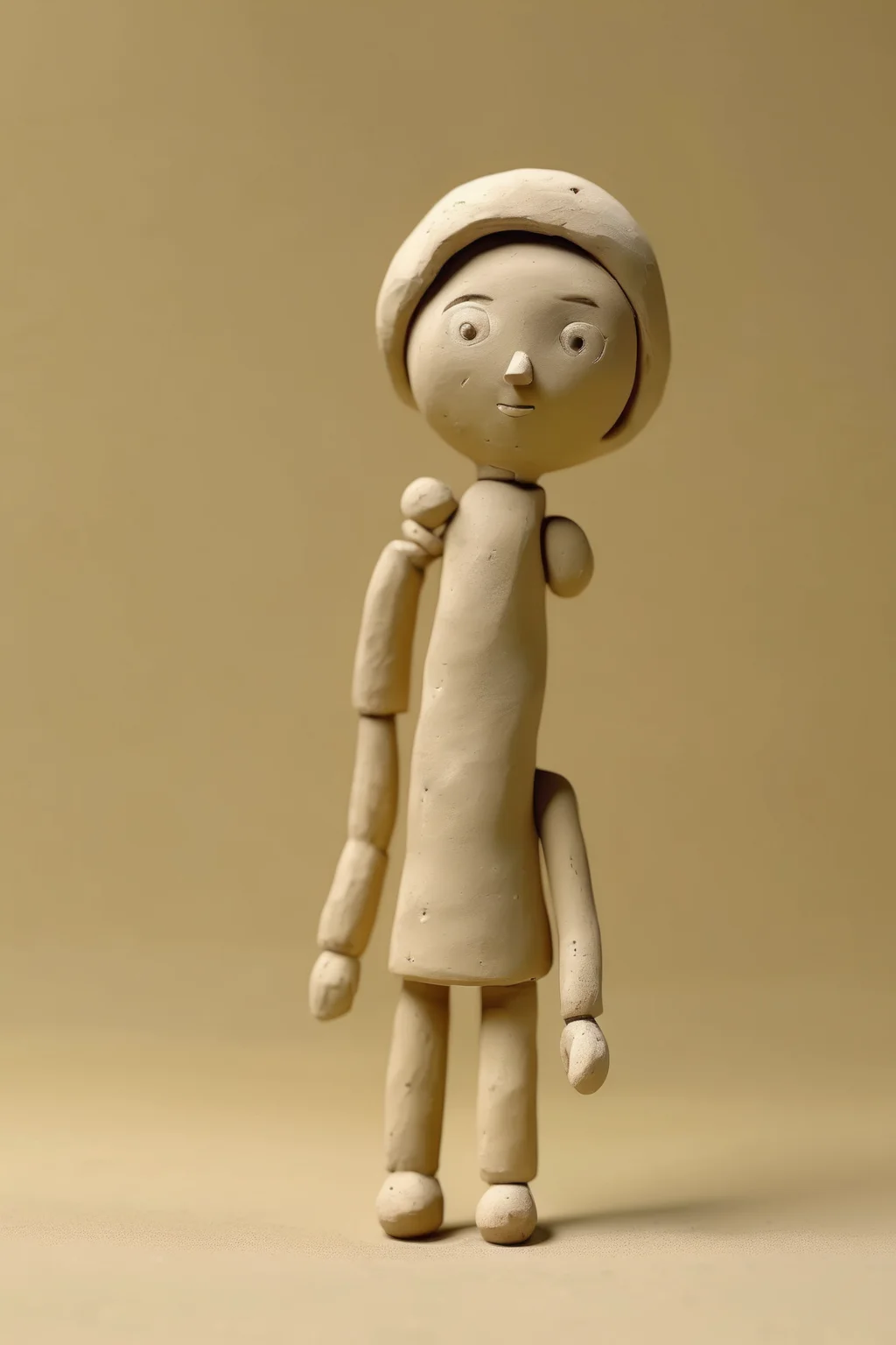 <lora:Clay Animation:1>Clay Animation - Photo of a Artist doll made of clay. Bright background in one color. space to the left. Bright & simple image that could be used in textbooks. 3dcg. Refreshing image.