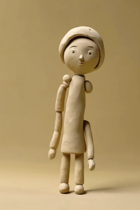 <lora:Clay Animation:1>Clay Animation - Photo of a Artist doll made of clay. Bright background in one color. space to the left. Bright & simple image that could be used in textbooks. 3dcg. Refreshing image.