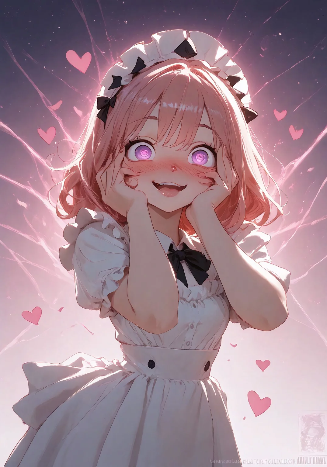 Stable_Yogis_PDXL_Positives, jjco, masterpiece, high_quality, highres, flat_colors, gradient, CivChan, long_lashes, blush, looking_at_viewer, dynamic_angle, cinematic, side_view, hearts, ethereal_aura, uwu, big_eyes, crazy eyes, yandere, yandere trance