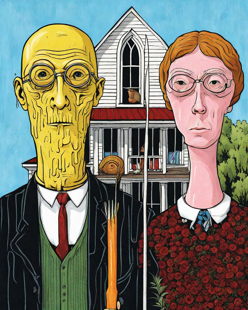 American gothic psychemelt style <lora:SDXL_Psychemelt_style_LoRA:1.0>