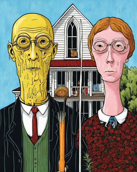 American gothic psychemelt style <lora:SDXL_Psychemelt_style_LoRA:1.0>