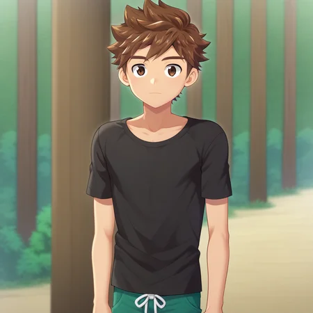 1boy, solo, dark brown eyes, short hair, solo focus, brown hair