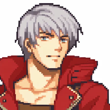 score_9, score_8_up, score_7_up, source_anime BREAK 1guy, solo,
<lora:zs_FEGBAPortraitsXL:1> fegbaportraits, portrait, white background,
<lora:dmc3_dante_ponyXL:1> dmc3dante, grey hair, bangs, red coat, bandeau,