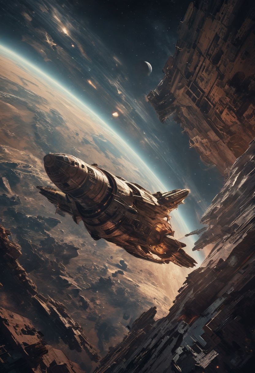 (Exterior shot of Spaceship in a galaxy:1.4) , by Ed Mell and Russ Mills,  (luminar , vivacious , masterful:1.4), poster art, bold lines, hyper detailed, expressive,  award winning,  (scenery:1.4), (intricate details, masterpiece, best quality:1.4),
ring light , looking at viewer, dynamic pose, wide angle view,
atmospheric haze, Film grain, cinematic film still, highly detailed, high budget, cinemascope, moody, epic, OverallDetail, gorgeous, 2000s vintage RAW photo, photorealistic, color graded cinematic, eye catchlights, atmospheric lighting, skin pores, imperfections, natural, shallow dof,