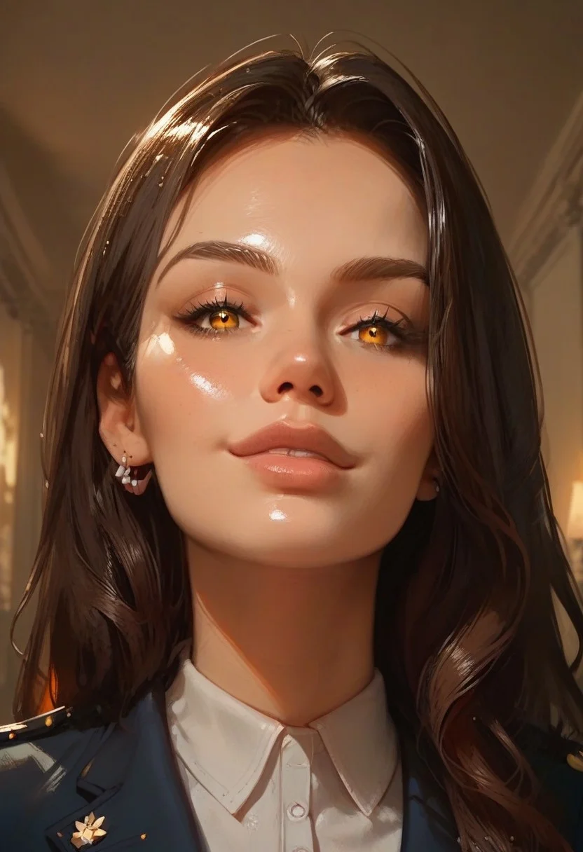 score_9, score_8_up, score_7_up, ource_anime, high res image, masterpiece, best quality,
1girl, Eva, beautiful face, smiling, (close-up),
(brown hair), brown eyebrows, long hair, shiny skin, s, clear skin, shiny hair, ultra detailed eyes,
office background, indoors, hips, legs,
Expressiveh, looking at viewer,