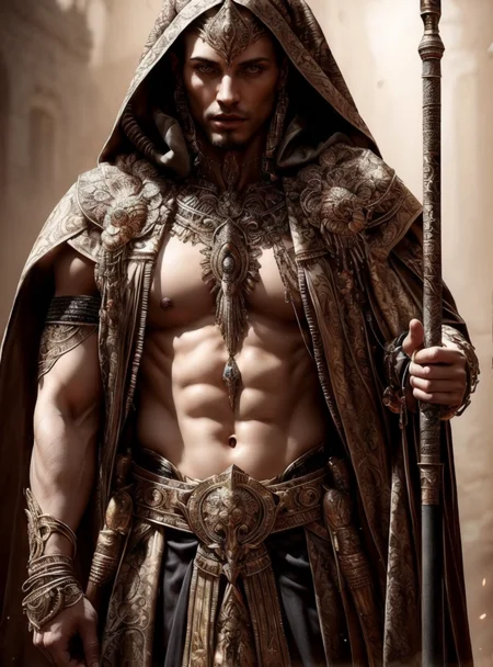 (masterpiece:1.2), (best quality,:1.2), 8k, HDR, ultra detailed, ((photorealistic)), perfect anatomy, professional light, cinematic lighting, fashion photography, ambient lighting,<lora:detail_slider_v4:2>, OverallDetail, (DarkFantasy:0.2),  a male! stygian sorcerer, wearing elaborate robes, bracers, belt, bald, pointed beard, jewelry, StygAr, <lora:StygianArmor-10:0.5>, holding a staff, standing Stygia, <lora:Stygia-10:0.8>, epiCPhoto