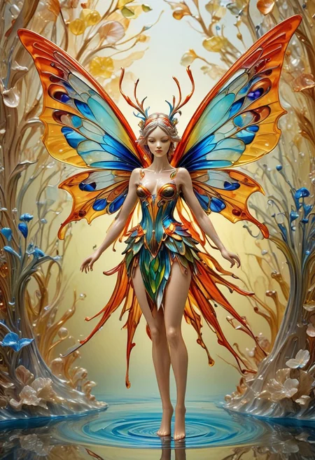 reality-shot, realism, realistic photography of a very detailed fairy, see through wings made out of colorful liquid Murano Art Glass, awesome appearance, magical landscape with enchanted elements, fantasy art style, coral theme, intricate details, ultra sharp, exquisite detail, flawless composition, vivid colors, masterpiece, exciting background   <lora:Colorful_Murano_Art_Glass_style_-_SDXL:0.85>