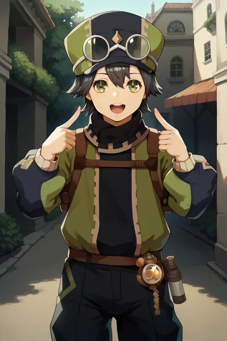 score_9, score_8_up, score_7_up, detailed face, masterpiece, best quality,
in a building,
<lora:Jean_Fire_Emblem_Engage:1>
1boy, solo, green eyes, black hair, hat, goggles, goggles on headwear, outdoors, looking at the viewer, mouth open, :O, cowboy shot,
<lora:DuoIndexFingerPointingAtSelf_XLPD:1> duofinger, pointing at self
