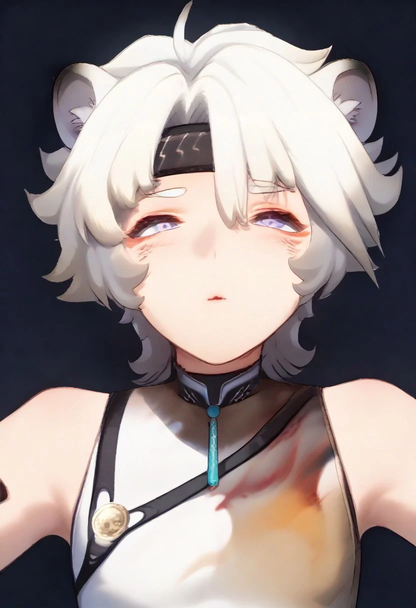 1boy, 1femboy, dross_style, masterpiece, best quality, bright lighting, amazing quality, very aesthetic, high resolution, ultra-detailed, absurdres,1femboy_1fatbastardil, femboyfatbastardil, otoko no ko, 2boys, (((POV, ((closeup, close-up)), 
on back, laying, laying on back, Pov kiss, kissing, lips))), looking at viewer, 
lingyang, white hair, low ponytail, purple eyes, red eyeliner, facial mark, animal ears, femboy, otoko no ko, male focus, long hair, solo, headband, (light skin, white skin), ponytail, bangs, ahoge,