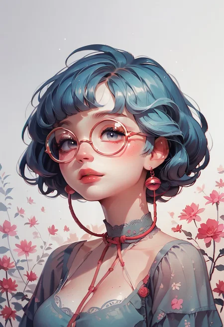 score_9, score_8_up, score_7_up, score_6_up, pastel, watercolor, 
cute, female, 1girl, pokemon girl,
large breasts,
round wire glasses,