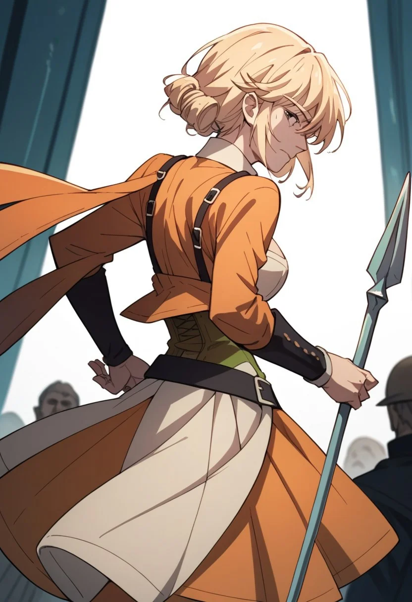 score_9, score_8_up, score_7_up, source_anime, TARTE (THE WORLD'S FINEST ASSASSIN), one spear, Holding a spear