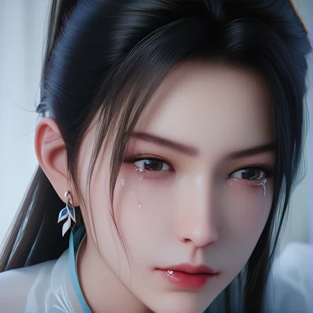 <lora:ponyningyao1v:0.8>,score_9,score_8_up,score_7_up,(black hair:0.6),(reality:0.2),hanfu, ming style outfits,<lora:hanfuMing_v31:0.7>,tear,streaming_tears,teardrop,