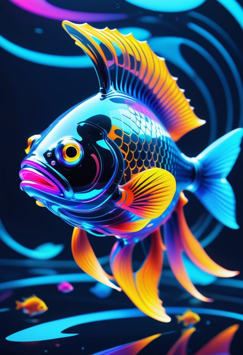 a fish made out of Jed-CyFut , full of details , positive emotional