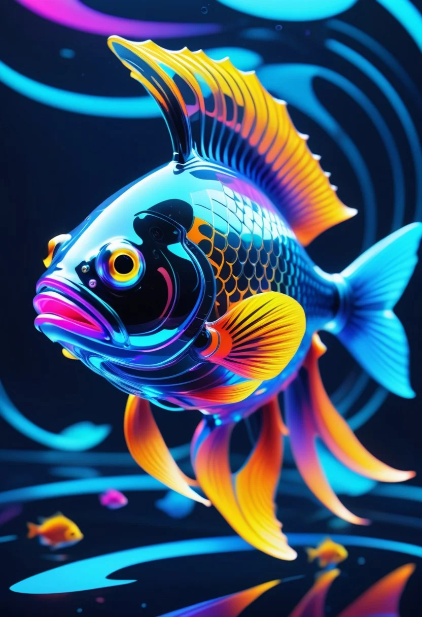a fish made out of Jed-CyFut , full of details , positive emotional