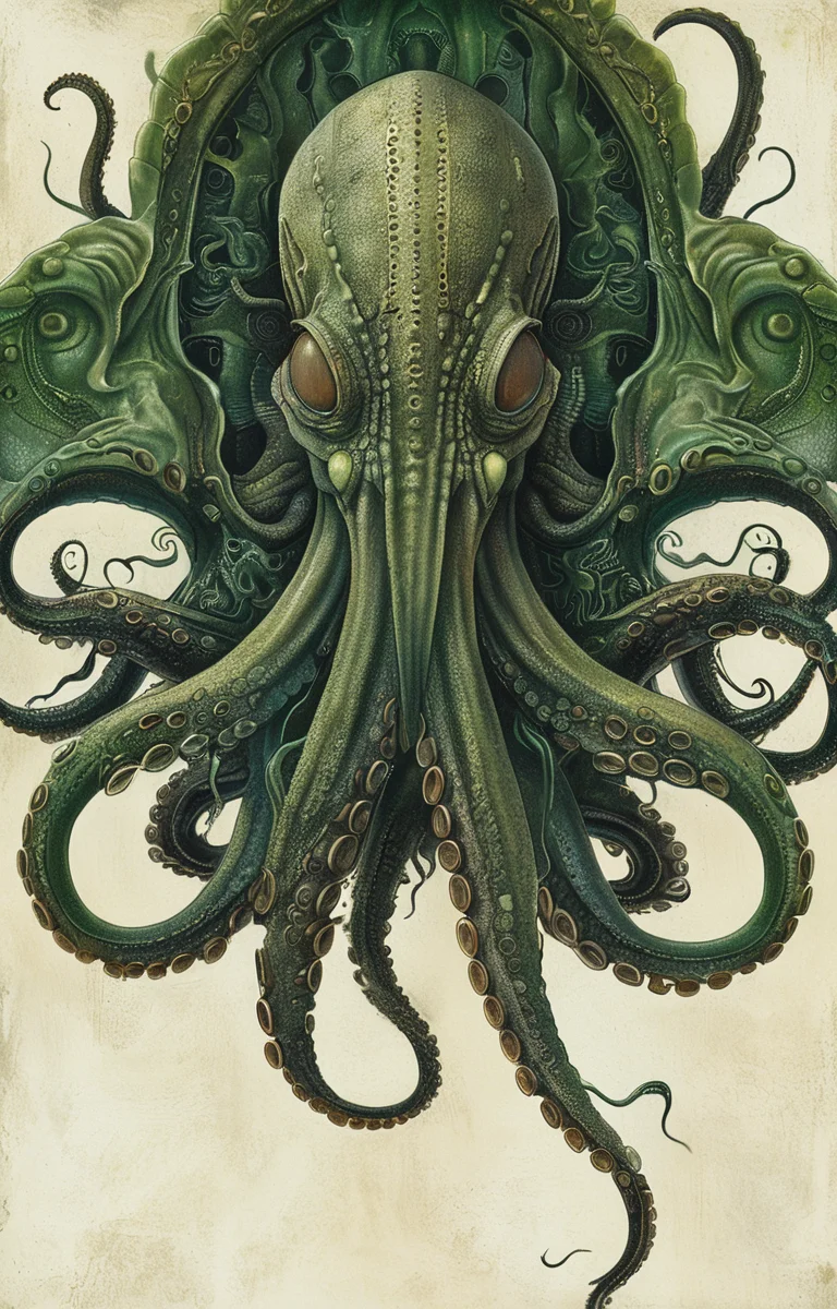 masterpiece,best quality,<lora:tbh225-sdxl:0.9>,illustration,style of Biological illustration,Cthulhu,