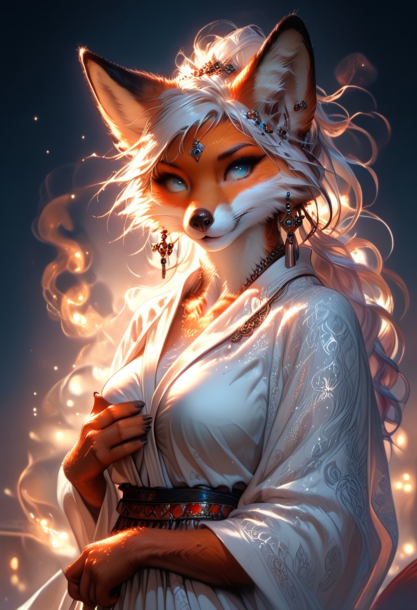 score_9, score_8_up, score_7_up, score_6_up, score_5_up, score_4_up, leHDR,UHD,8K, darkness, illustration, disheveled hair Expressivehanthro,foxfolk,fox, anthro fox female, white fur, busty,pale nipples, inni vag, covering breasts,covering with hands,intricate details, earrings, darkness, very detailed, intricate, perfect light, sharp focus, cool colors, ambient, elegant, highly decorated, deep aesthetic, colorful, magic, mystical, scenic, warm bright, vibrant, unique, best, winning, thought, romantic,  illuminated,rich, symetry,realistic,  low light, looking to the side at viewer,OverallDetail,novuschroma60 style bokeh