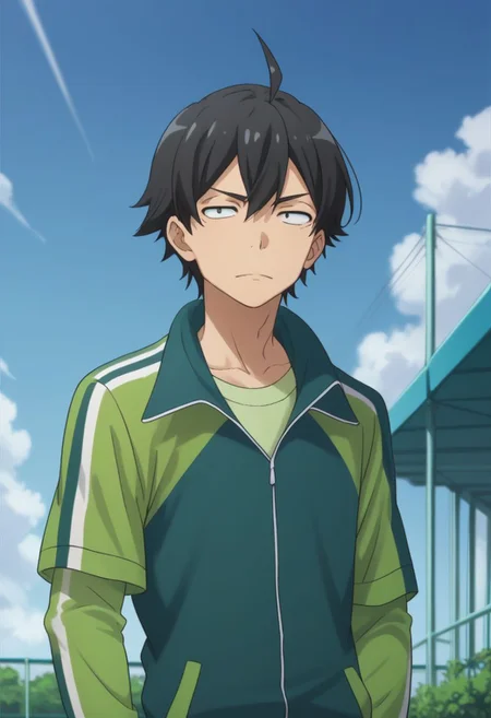 score_9, score_8_up, score_7_up, source_anime, highly detailed,
hachi, 1boy, male focus, solo, sky, cloud, day, black hair, blue sky, track suit, black eyes, track jacket, ahoge,
outdoor,