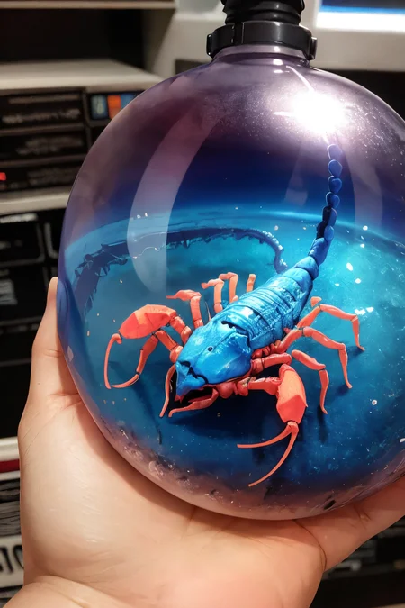 (Realistic:1.5) EdobScorpion, science fiction, alien, long hair, blue theme, heart, indoors, concept art, spacecraft, female pov, single braid, no lineart,  <lora:EdobScorpionArtistic_v1.0:0.8>